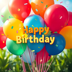 happy birthday card with balloons