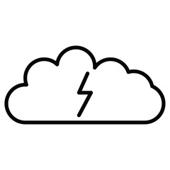 Thunder lightning icon Black and white outline flat sign vector