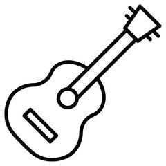 Ukelele icon Black and white outline flat sign vector