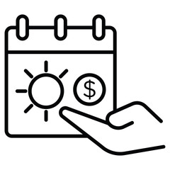 Unlimited PTO icon Black and white outline flat sign vector
