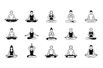 People Meditating in Lotus Position Various Styles