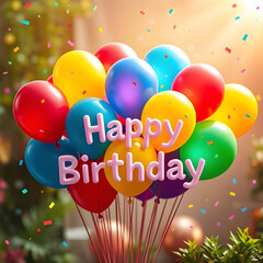 happy birthday card with balloons