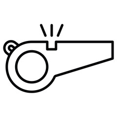 Whistle icon Black and white outline flat sign vector