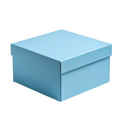 Minimal blue cardboard box on white background for packaging and storage solutions