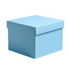 Minimalist blue cardboard box on white background for packaging and design