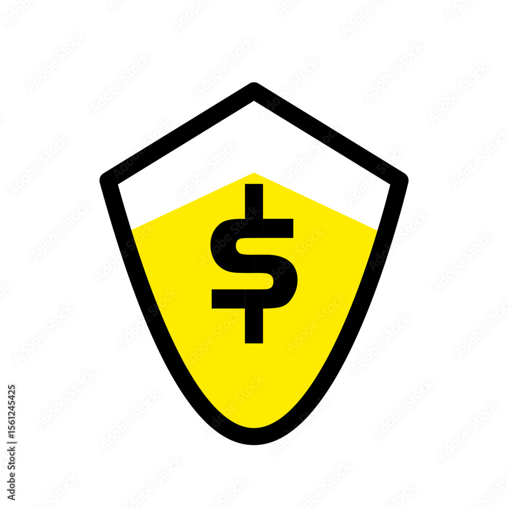 Poster luminous abstract yellow shield with transparency ideal for digital design and creative applications