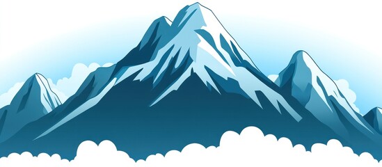 Majestic Mountain Peaks with Icy Slopes and Cloudscape Scene Illustration