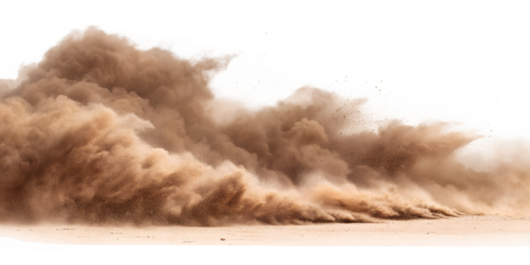 Powerful Desert Sandstorm with Rolling Clouds of Dust and Sand Particles