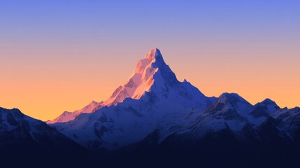 Dramatic mountain peak at dusk showcases majestic alpine landscape view