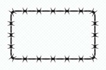 editable barbed wire frame vector illustration for security caution and warning themed graphic designs