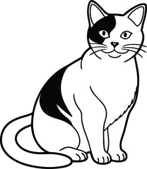Japanese Bobtail Cat Vector Line Art Drawing for Stock Illustration