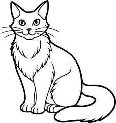 Siberian Husky Dog Vector Illustration in Minimal Line Art Style, Siberian Husky Vector, Cute Husky Line Art, Fluffy Dog Drawing