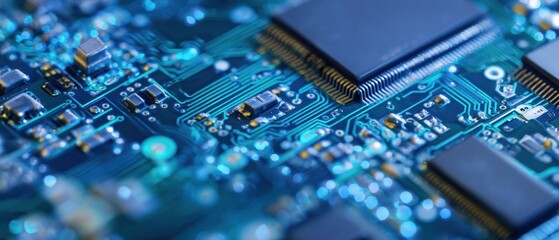 Obraz premium The intricate design of a modern electronic circuit board.