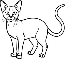 Abyssinian Cat Vector Illustration in Minimal Elegant Line Art Style,  Abyssinian Cat Vector, Elegant Cat Drawing, Minimal Pet Sketch