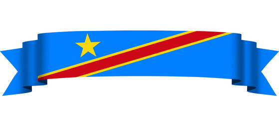 Democratic Congo flag. Flag ribbon banner of democratic congo isolated on transparent background. kinshasa. Long flag ribbon of Democratic Congo. National flag. PNG 