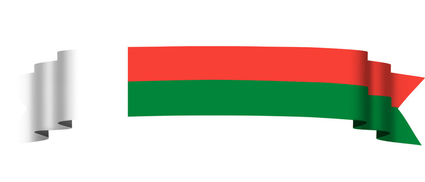 Madagascar flag. Madagascar flag flag ribbon banner isolated on transparent background. Antananarivo. Long flag ribbon of Madagascar. National flag. PNG 