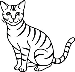 American Shorthair Vector, Shorthair Cat Drawing, Calm Pet Line Art