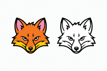 colourful geometric fox head and black and white fox head vector illustration set for logos and branding
