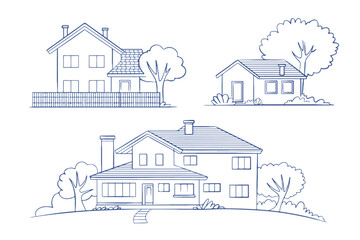 vector house collection: trio of modern, traditional, and classic residential building designs