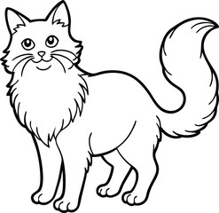 British Shorthair Cat Vector Illustration in Fluffy Elegant Line Art Style, British Shorthair Vector, Fluffy Cat Drawing, Cute Pet Illustration