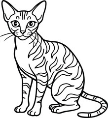 Egyptian Mau Cat Vector Illustration in Minimal Elegant Spotted Line Art Style,  Egyptian Mau Vector, Spotted Cat Drawing, Elegant Feline Line Art