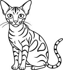 Egyptian Mau Vector, Spotted Cat Drawing, Elegant Feline Line Art