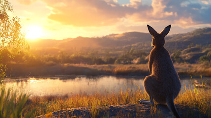 Tranquil moment of kangaroo love captured high resolution picture