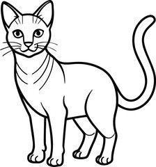 Russian Blue Cat Vector Illustration in Elegant Minimal Line Art Style, Russian Blue Cat Vector, Elegant Cat Drawing, Calm Blue Cat Art