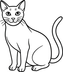 Russian Blue Cat Vector Illustration in Elegant Minimal Line Art Style, Russian Blue Cat Vector, Elegant Cat Drawing, Calm Blue Cat Art

