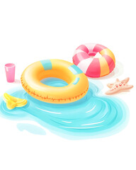 A collection of tropical beach travel elements and summer vacation scenes, perfect for commercial use and design assets.