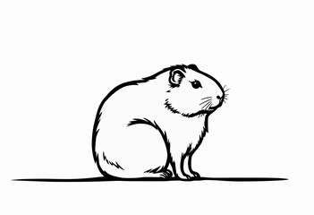 Obraz premium Cute guinea pig sitting in a relaxed posture with simple outline 