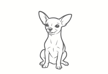 Naklejka premium Cute Chihuahua dog sitting with a friendly expression in outline 