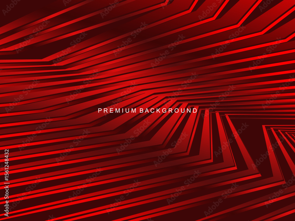 Poster luxurious abstract vector with crimson and fiery red geometric stripes creates a dynamic visual effe