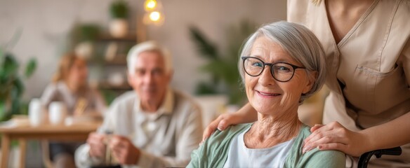The elderly woman enjoying companionship with a caring caregiver in a warm setting