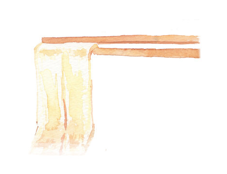 きしめんの水彩イラスト &ndash; 平打ち麺とだし香る名古屋の郷土料理