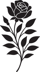 Hand Drawn Elegant Rose Silhouette Vector 