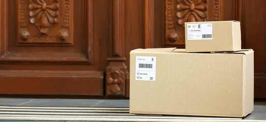 Delivered parcels on porch outdoors