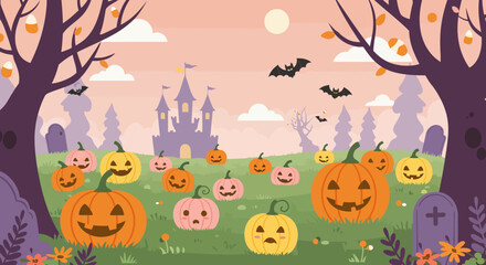 halloween background with pumpkins