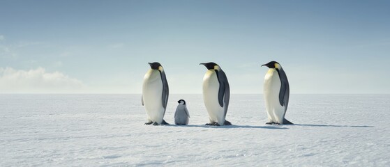 Obraz premium The Majestic Emperor Penguins Standing Proudly in Their Icy Habitat