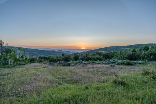 Sunset over Utah Mountains Near Fishlake National Forest