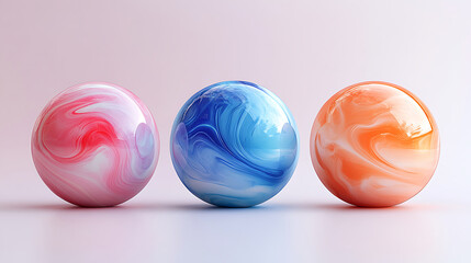 Abstract swirl spheres colorful marble texture decorative elements creative design pink blue orange tones modern art artistic spherical shape trendy background