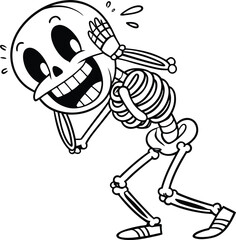 "Happy Dancing Skeleton Character in Cute and Playful Halloween Style"