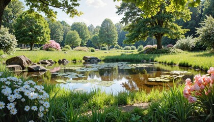 Fototapeta premium Sunlight shining through fresh green leaves in natural setting 