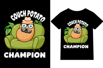 Couch Potato Champion T-shirt design or quote or mug or typography design