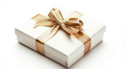 Obraz premium White gift box with gold ribbon (1)