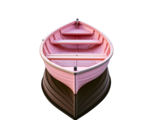 Pastel-Hued Lake with Pink Boat at Early Morning Light  Transparent Background PNG