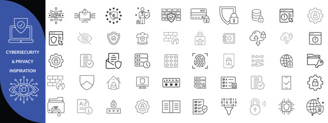 cybersecurity & privacy inspiration icon set 