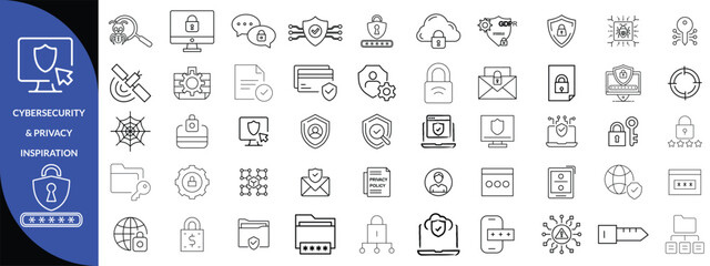 cybersecurity & privacy inspiration icon set 