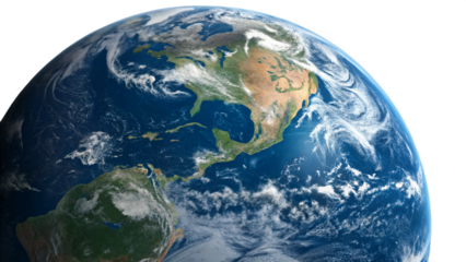 Blue planet earth isolated With transparent Clipping path