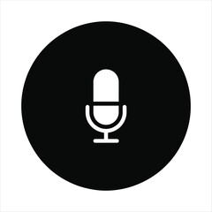 Microphone Icon Inside Black Circle on White Background